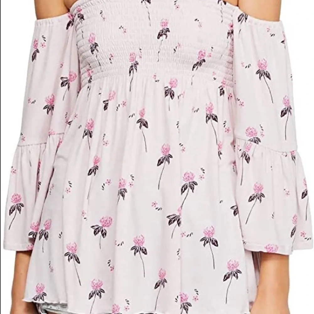 Free People “Lana” babydoll floral tunic top S